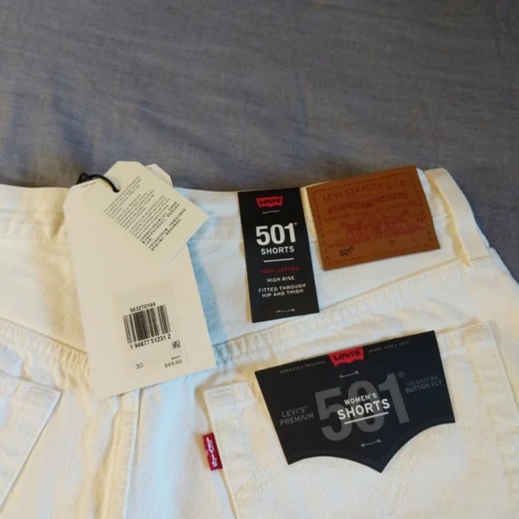 Levi's 501 Jean Denim Cutoff Shorts White - Picture 15 of 15